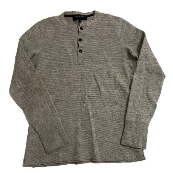 Rag & Bone X-Small Gray Merino Wool Blend Long Sleeve Henley Pullover Sweater - Picture 1 of 12